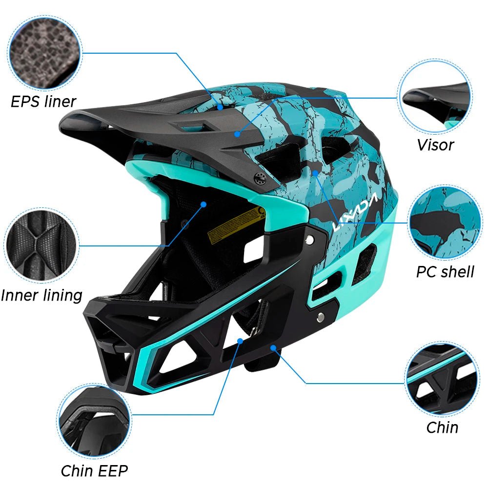 Full Face Mountain Bike Helmet Adult Racing Downhill MTB Helmet Equipped with EPP Chin Support for Adults Mountain Bike Cyclist AXSSIBLZ