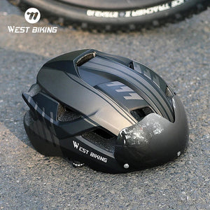 WEST BIKING Integrated Ultralight Bike Helmet With Taillight Goggle Men Women Cycling Safety Hat MTB Road Bike Motorcycle Helmet AXSSIBLZ