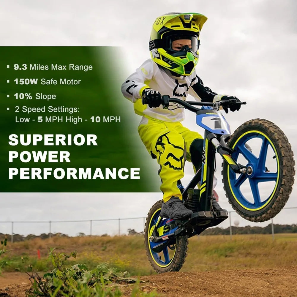 Adventure Mini 170/340W Electric Motorcycle – Kid's Off-Road Balance Bike, 10/12MPH, Perfect for Ages 3-12 AXSSIBLZ