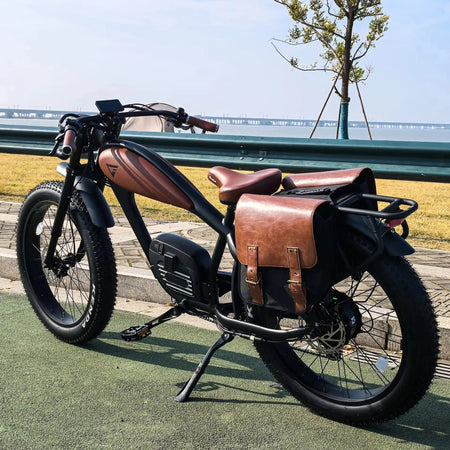 2024 BISEK 26'' Alumilloy E Bike Dual 25AH Lithium Batteries Retro Vintage Style Disc Brake Fat Tire Vintage Electric Bikecustom AXSSIBLZ