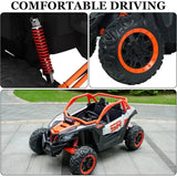 24V 7AH 2 Seater Power 25" 4WD Largre Kids' Electric Vehicles with Remote Control UTV Ride EVA Tires, Spring Absorbers, Orange AXSSIBLZ