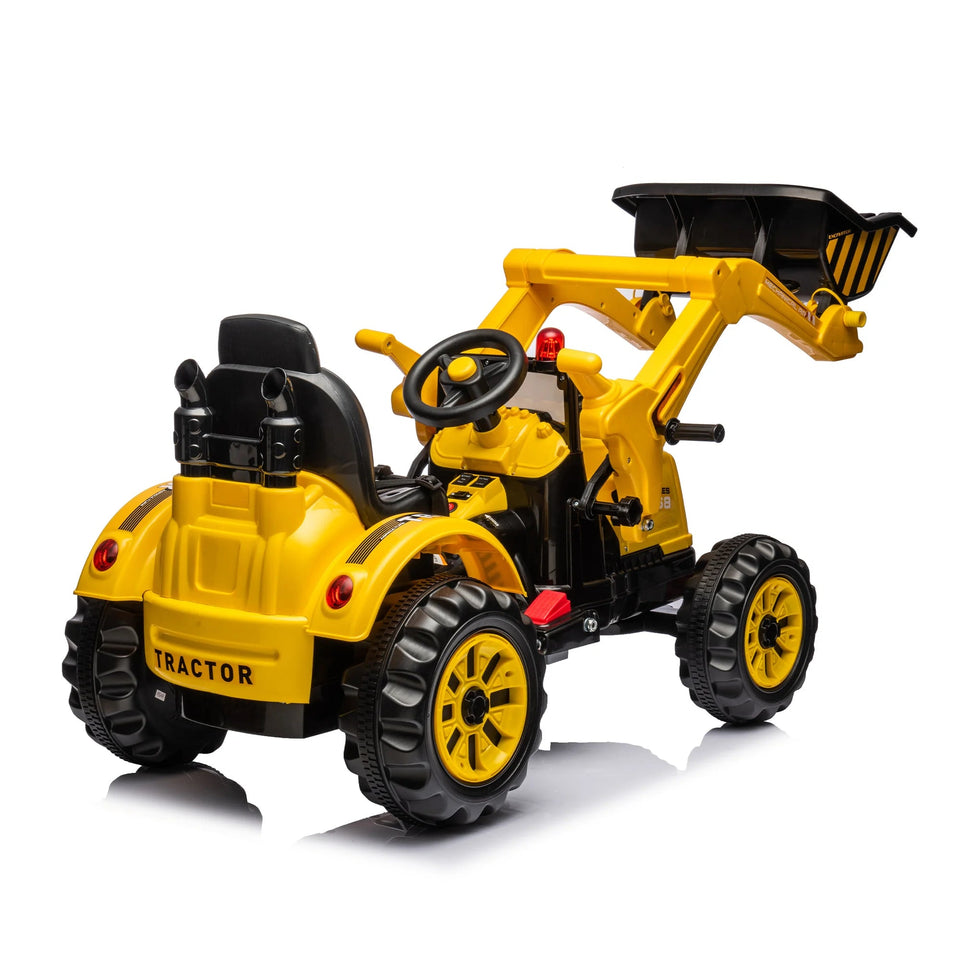 12V Ride On Excavator 2 Speeds Battery Powered Construction Vehicles Front Loader Ride On Car With Horn Safety Belt For Kids AXSSIBLZ