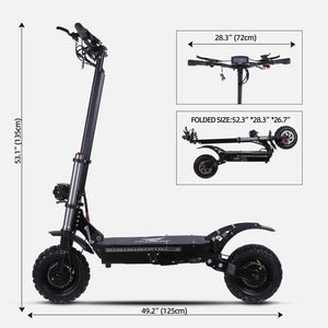 Portable Electric Scooter With 11'' Off Road Vacuum Tire,6000W 60V 38Ah High Power,Max Speed 80-85KMH,Dual Motor Drive E-scooter AXSSIBLZ