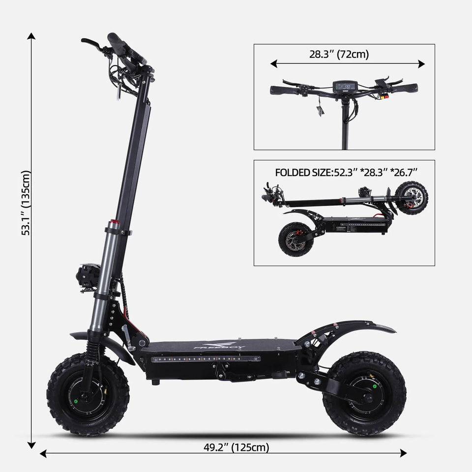 Portable Electric Scooter With 11'' Off Road Vacuum Tire,6000W 60V 38Ah High Power,Max Speed 80-85KMH,Dual Motor Drive E-scooter AXSSIBLZ