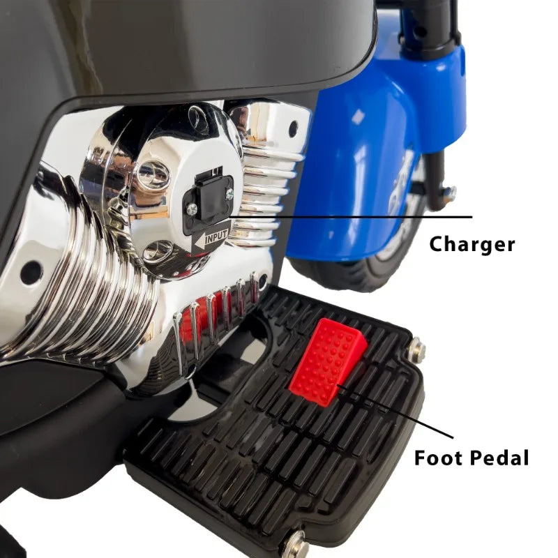 Kids Ride on Motorcycle Toy,3-Wheel Chopper Motorbike,Blue 6V Battery Powered Riding on Electric Harley Motorcycle. AXSSIBLZ