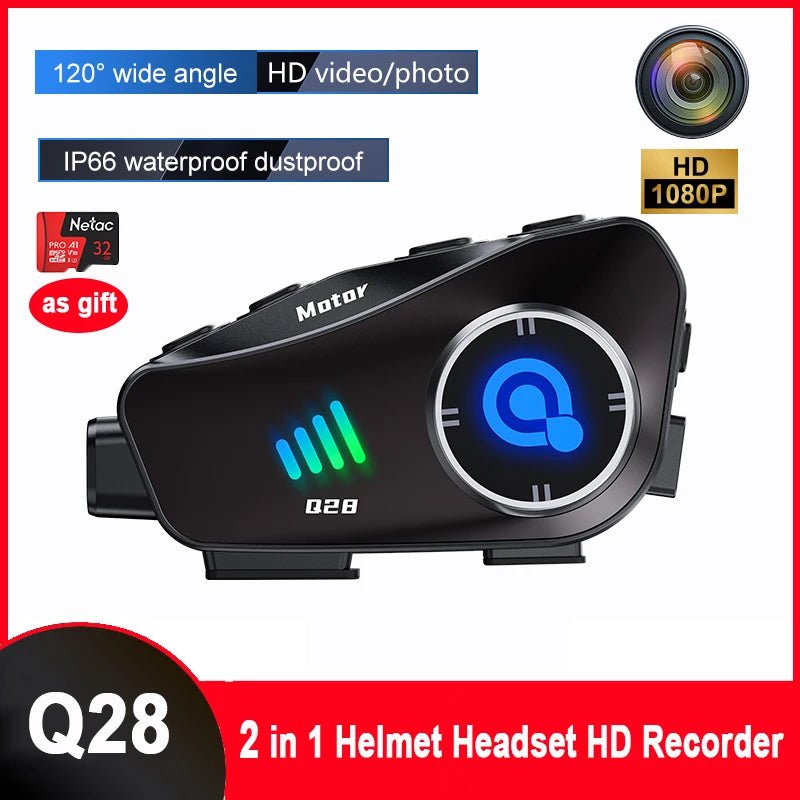 2024 Newest Motorcycle Helmets Bluetooth Headsets 1080P HD Camera Recorder TF Card as gift Waterproof Moto Headphone AXSSIBLZ