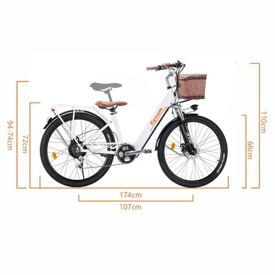 women's Ebike Electric Bicycle 26" 250W mid motor City Ebike Pedelec with Bicycle Basket Cup HolderSports Entertainment Cycling AXSSIBLZ