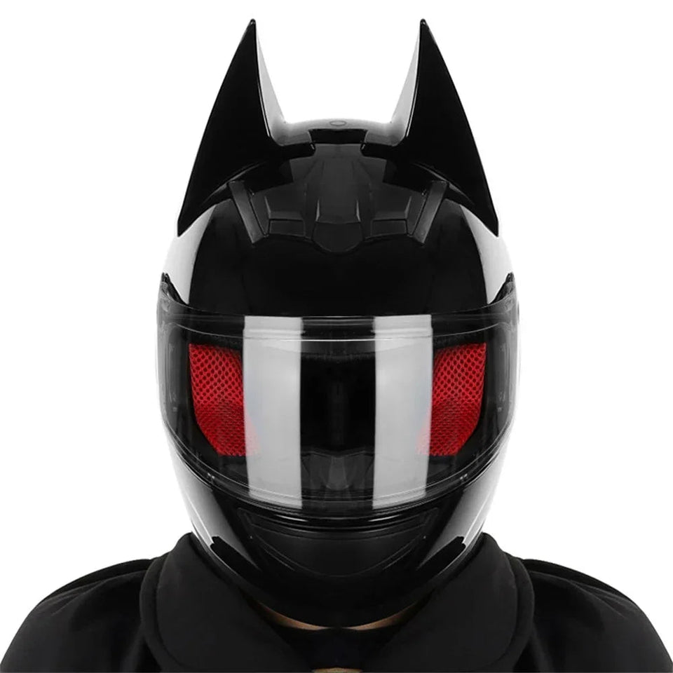 Motorcycle Helmet Full Face Bat Ears For Man Detachable Horns Summer Breathable Motorcross Racing MotorBike Safety Moto Helmets AXSSIBLZ