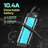 400W motor adult electric bicycle, foldable with seat and basket, 14 inch 48V 10.4Ah detachable battery, 22 mile range 20MPH AXSSIBLZ