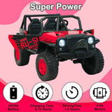 24V 5AH 2 Seater Power Wheels 4WD Kids' Electric Vehicles UTV Ride On Car for Kids, Spring Absorber, Wireless Bluetooth (Red) AXSSIBLZ
