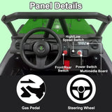 24V 5AH 2 Seater Power Wheels 4WD Kids' Electric Vehicles UTV Ride On Car Spring Absorber Wireless Bluetooth (Green) AXSSIBLZ