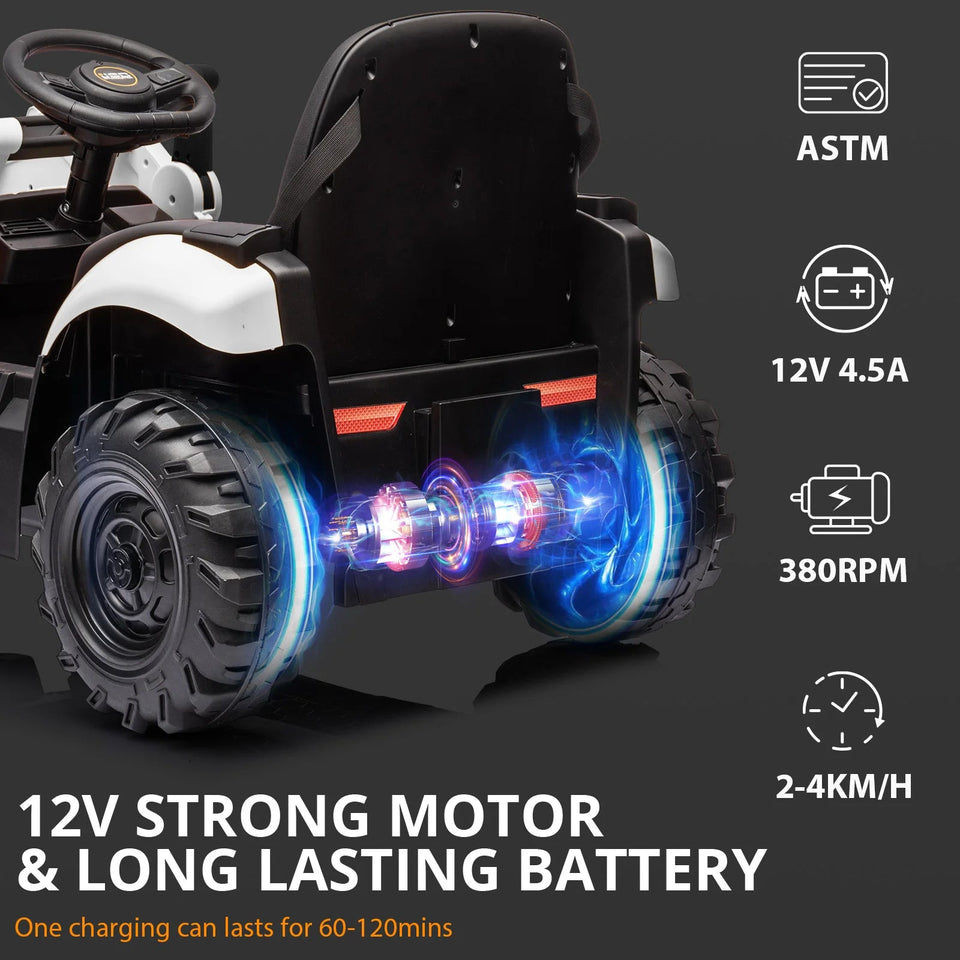 4 in 1 Ride on Excavator & Bulldozer, 12V Kids Electric Vehicle with Remote Control, Front Loader, Digger, Excavator Ride on Car AXSSIBLZ