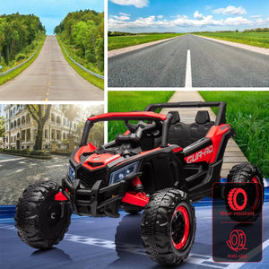 24V Ride On UTV Car, Battery Powered Electric Vehicles, Kids UTV with Remote Control, Spring Suspension,200W Motor, Metal Frame AXSSIBLZ
