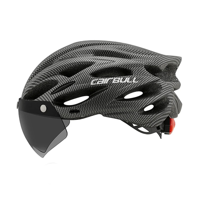 Lightweight Bicycle Helmet MTB Mountain Road Comfortable Breathable Led Safety Bike Helmets Men Women Detachable Goggles 54-62CM AXSSIBLZ