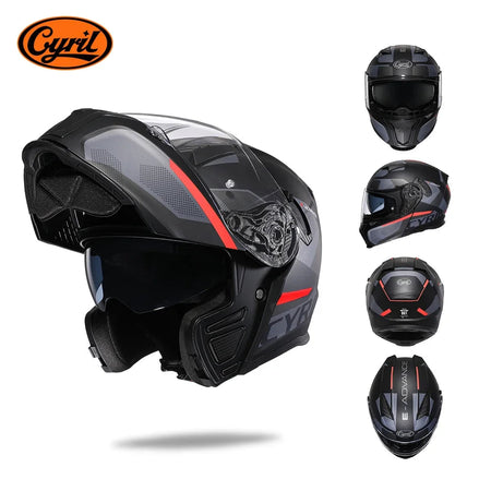 Full Face Motorcycle Helmet with Dual Visor Cyril Flip-up Motorcycle Helmet with Bluetooth Slot For Adult DOT Approved Helmet AXSSIBLZ