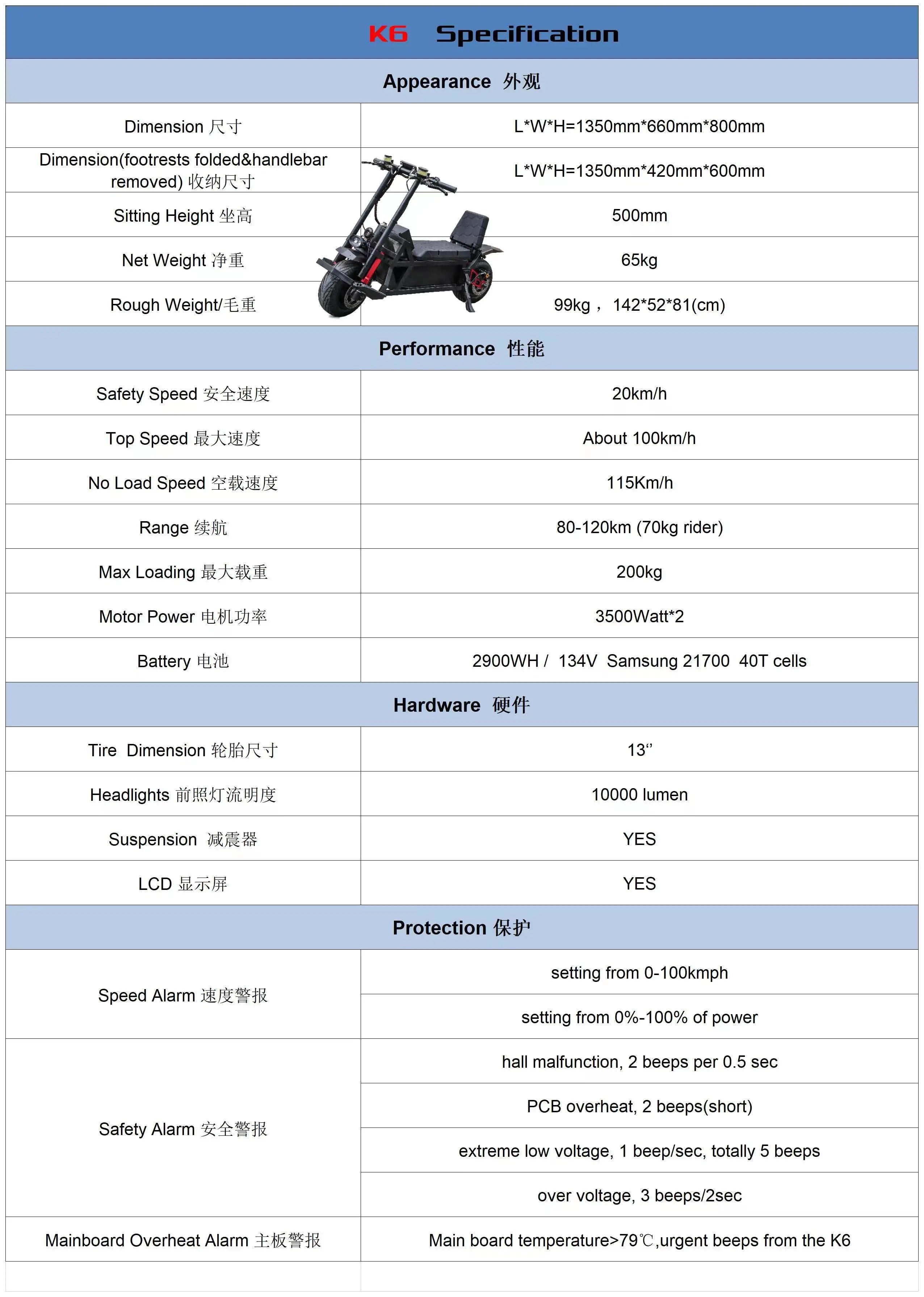 K6 Electric Motorcycle – 3500W x 2 Dual Motors, 134V, 115km/h for Extreme Power and Speed AXSSIBLZ