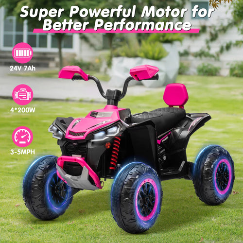 Kids ATV 4 Wheeler, JOYRACER Upgraded 2 Seater 24V Ride On Toy for Big Kid w/800W Powerful Motor, Battery Powered AXSSIBLZ