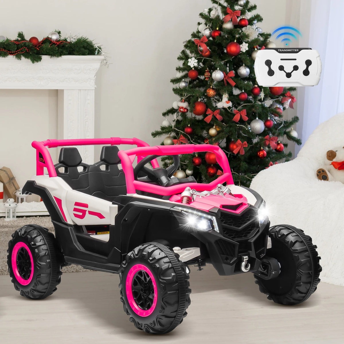 24V Ride On Car for Kids w/Remote Control, JOYRACER Battery Powered Off-Road UTV, 4x150W Motors,4 Shock Absorbers, 4.5 Mph Max S AXSSIBLZ