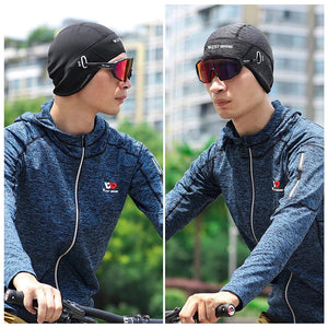 WEST BIKING Winter Fleece Cycling Cap Windproof Thermal Skull Cap Helmet Liner Running Skiing Motocycle Riding Men MTB Bike Hat AXSSIBLZ