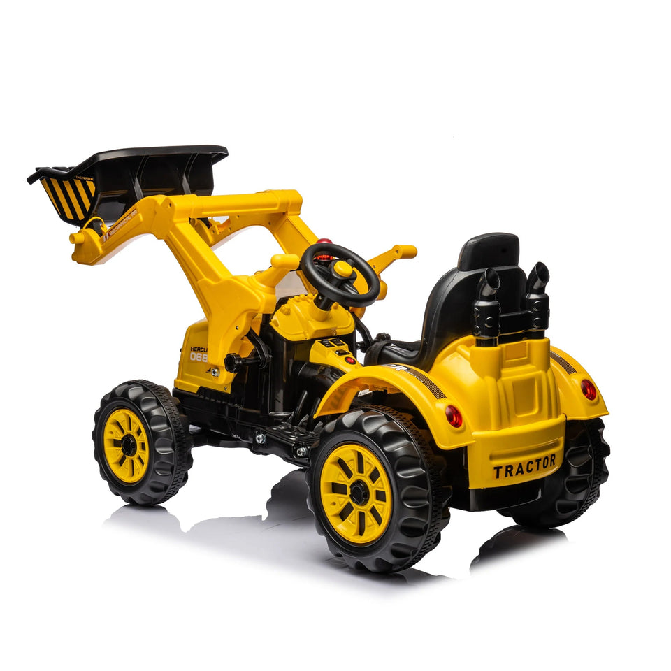 12V Ride On Excavator 2 Speeds Battery Powered Construction Vehicles Front Loader Ride On Car With Horn Safety Belt For Kids AXSSIBLZ