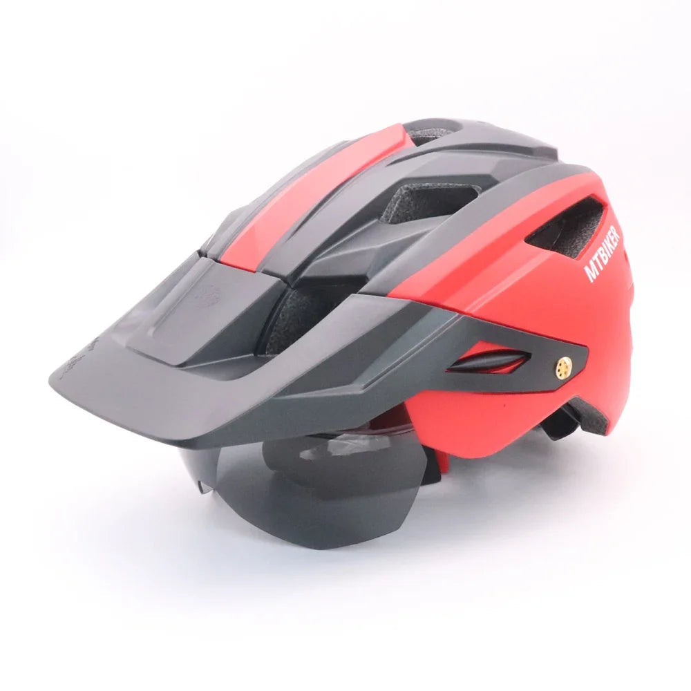 Bike Helmet With Sun Goggle Visor Men Bicycle Helmet Sunglasses Shield Road MTB Cycling Helmets AXSSIBLZ