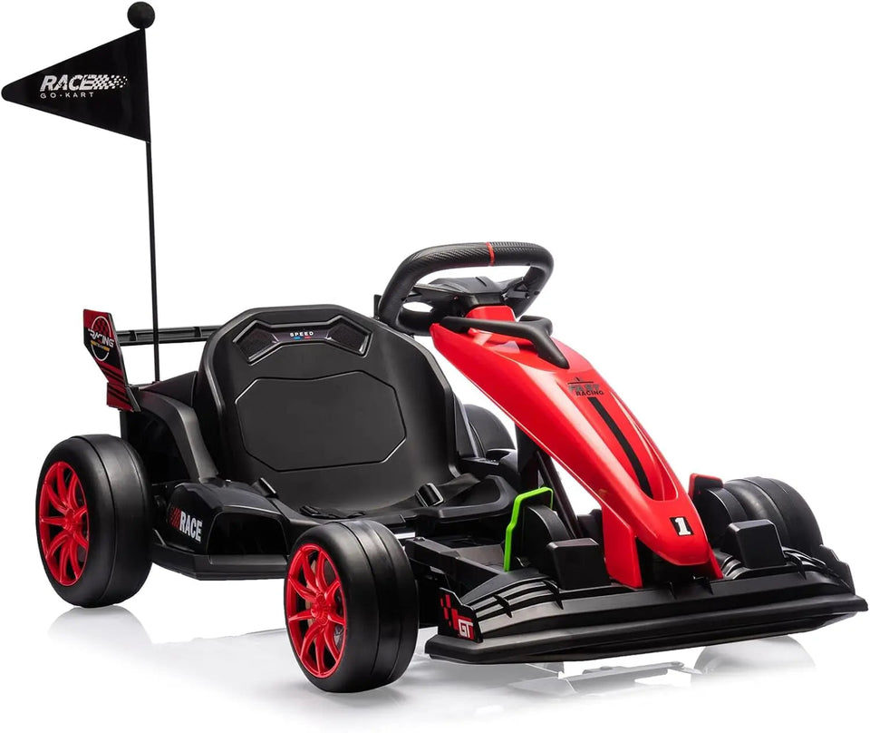 24V Go Kart, Electric Drift Kart Car with Adjustable Seat, Outdoor Ride On Toy with Variable Speed Mode, High-Speed Racing AXSSIBLZ