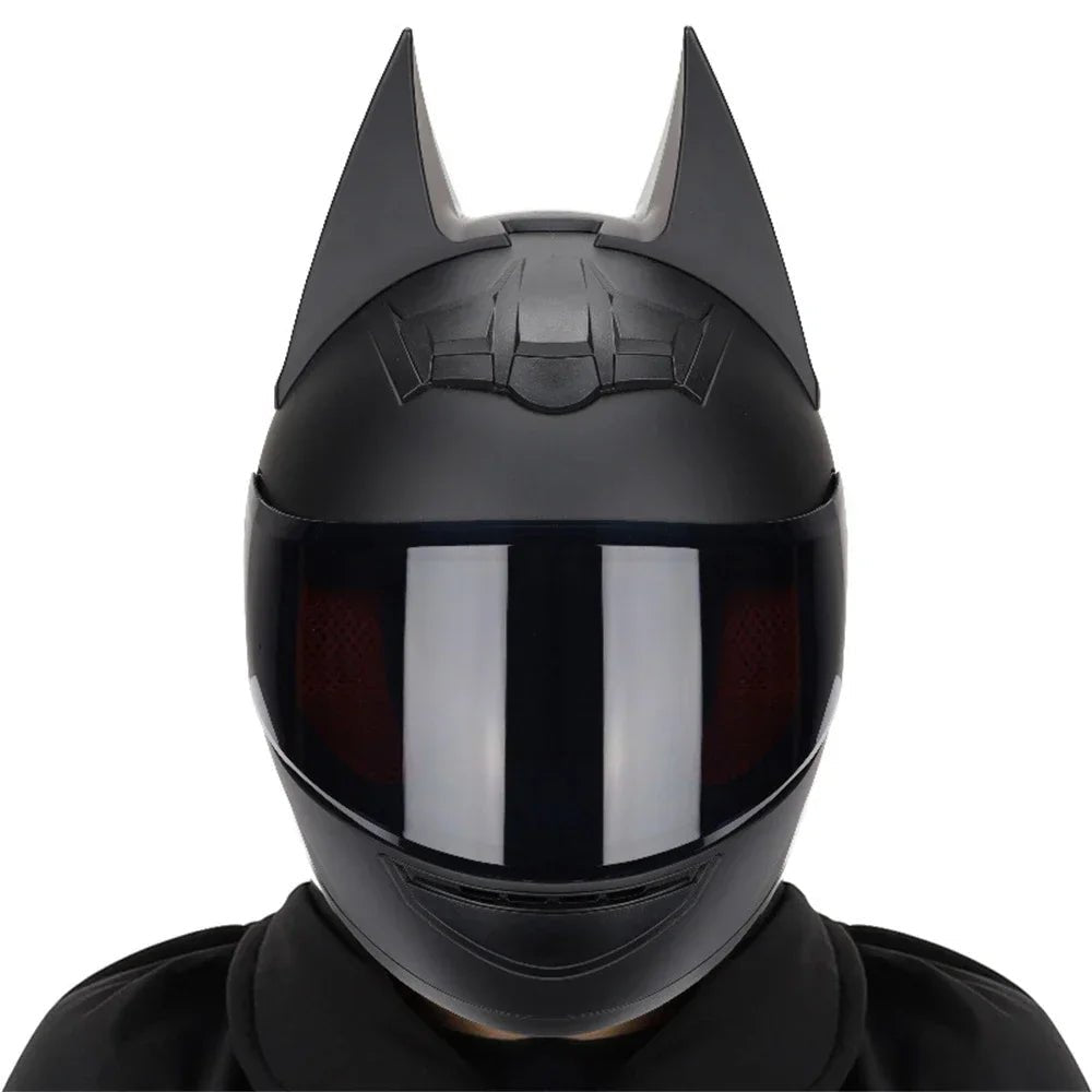 Motorcycle Helmet Full Face Bat Ears For Man Detachable Horns Summer Breathable Motorcross Racing MotorBike Safety Moto Helmets AXSSIBLZ