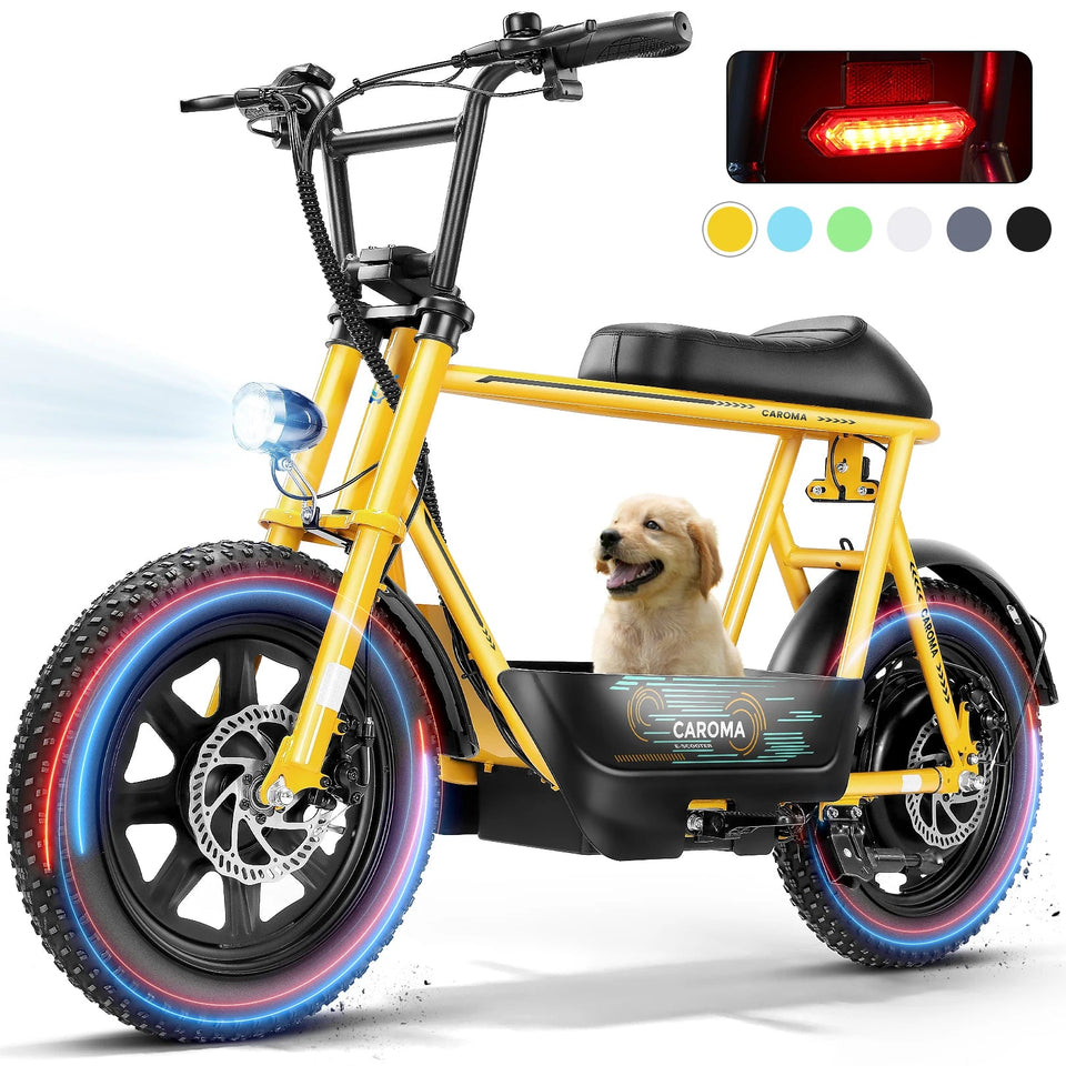 Peak 819W Electric Scooters with Seat for Adults, 16" Fat Tire for All-Terrain, Commuter Ebike for Teens, with Carry Basket AXSSIBLZ