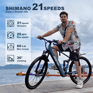 E bike 750W Adults Electric Bike 36V468Wh 26 Inch Tires Electric Bicycle Shimano 21-Speed City E Bikes Mountain e bikes AXSSIBLZ