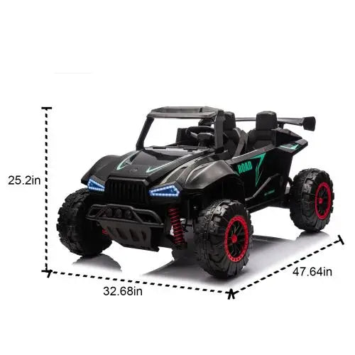 24V Two-seater Kids Ride On Electric Car W/Parents Control,Seat width 20.47in,2WD,Four-wheel suspension,The police car with a AXSSIBLZ