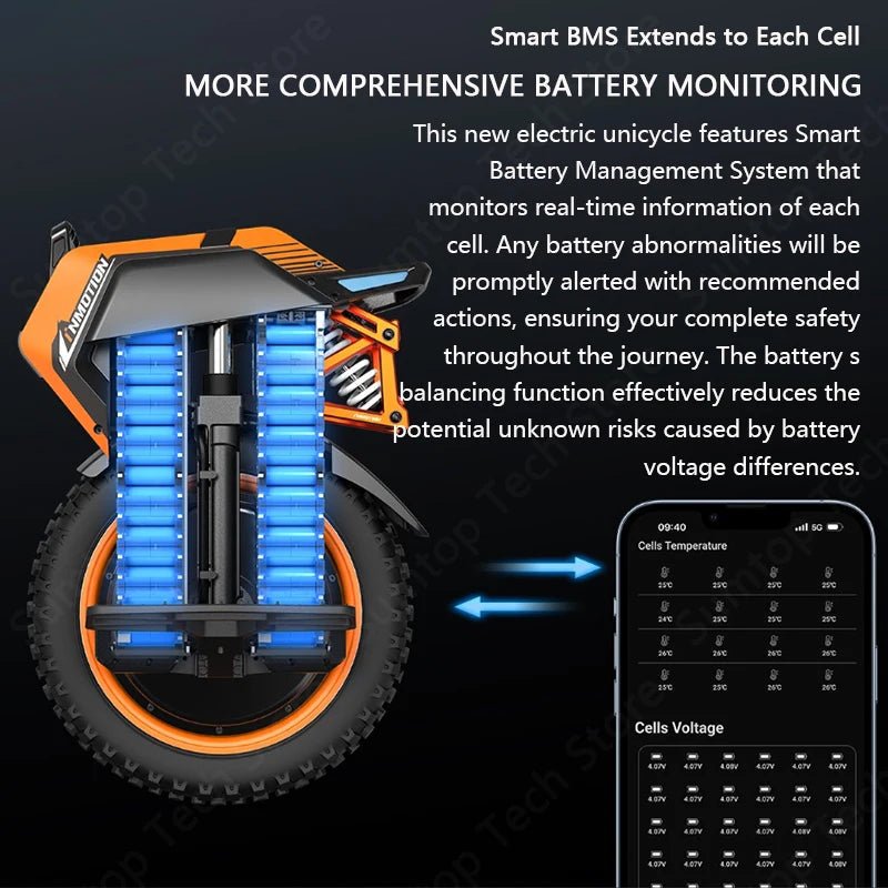 V14 Xtreme Speed Electric Unicycle – 70 km/h, 9000W Power, 2400Wh Battery High Torque Unicycle Wheel AXSSIBLZ