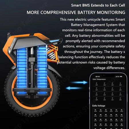 V14 Xtreme Speed Electric Unicycle – 70 km/h, 9000W Power, 2400Wh Battery High Torque Unicycle Wheel AXSSIBLZ