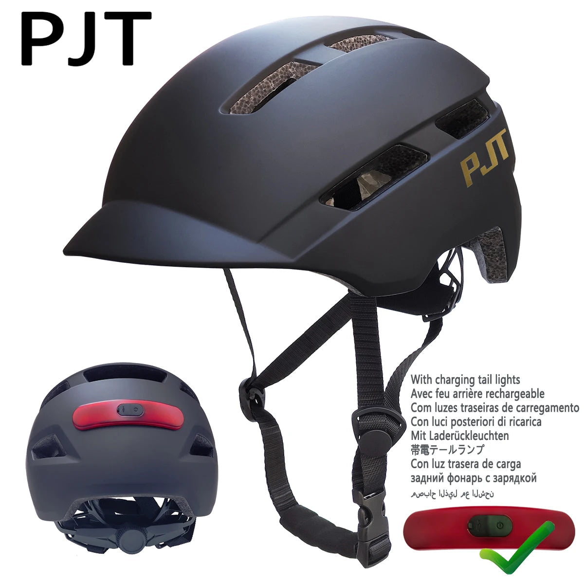 PJT NightRider Helmet – In-Mold MTB & Road Helmet with USB Rechargeable Safety Tail Light AXSSIBLZ