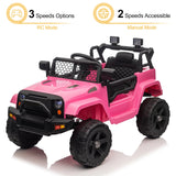 Kids' Ride on Vehicles Dual Drive 12V 4.5A.h with 2.4G Remote Control Jeep Pink Outdoor Fun Toys AXSSIBLZ