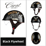 Leather Retro Motorcycle Half-Covered Helmet Comfortable Lightweight Men Portable Helmet snow Skiing Helmets with Goggles cover AXSSIBLZ