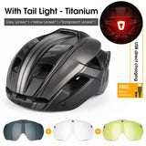 WEST BIKING Integrated Ultralight Bike Helmet With Taillight Goggle Men Women Cycling Safety Hat MTB Road Bike Motorcycle Helmet AXSSIBLZ