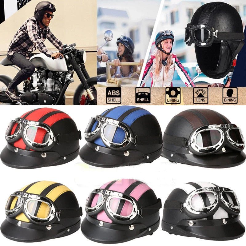 For Harley Adult Helmets Motorcycle Retro Half Cruise Helmet Motorcycle Scooter Helmet All season Vintage GERMAN Motorcycle Moto AXSSIBLZ