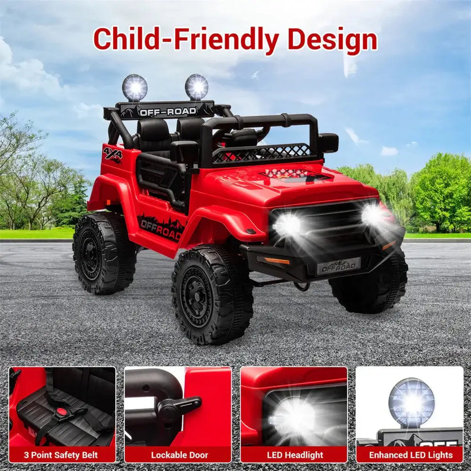 12V 3-8 Years Kids Ride On Car with 2 Seater Electric Vehicle Toy Truck w/Remote Control Rechargeable Christmas Gift AXSSIBLZ