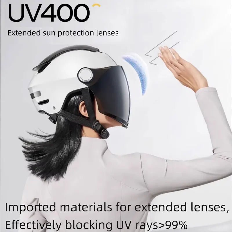 BIBEE Electric Motorcycle Helmet Summer Breathable Electric Bike Open Face Helmet Men Women Dual Lenses Jet Scooter Half Helmets AXSSIBLZ