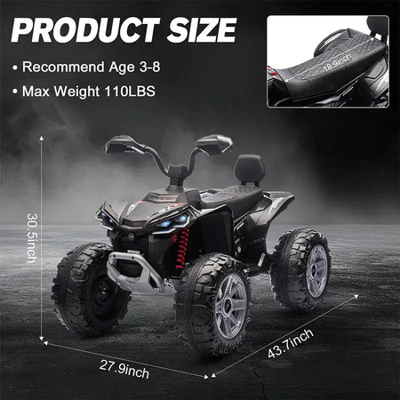 24V Kids Electric Vehicle 4-Wheeler Kids Ride On Toy Car XXXL Size ATV Electric Car for Toddler Children Gift,Spring Supspension AXSSIBLZ