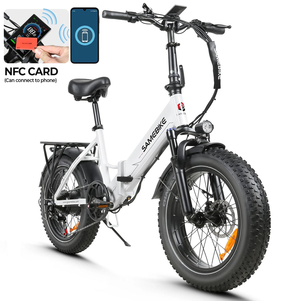 SAMEBIKE LOTDM200-II Electric Bike 20"Fat Tires 750W Motor 48V 13Ah Electric Bicycle  Battery Folding  Smart NFC E-Bike AXSSIBLZ