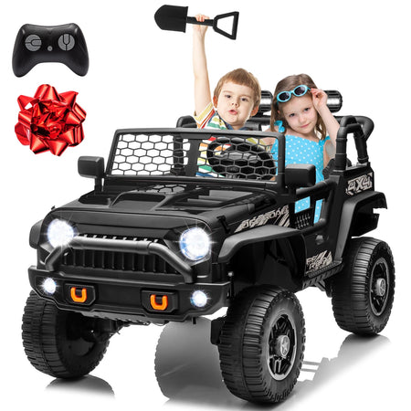 24V Ride on Car Truck with Remote Control & 2 Seater, 4WD/2WD Switchable 400W Powered Ride on Toys with Shovel Spring Suspension AXSSIBLZ