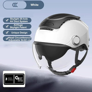 BIBEE Electric Motorcycle Helmet Summer Breathable Electric Bike Open Face Helmet Men Women Dual Lenses Jet Scooter Half Helmets AXSSIBLZ