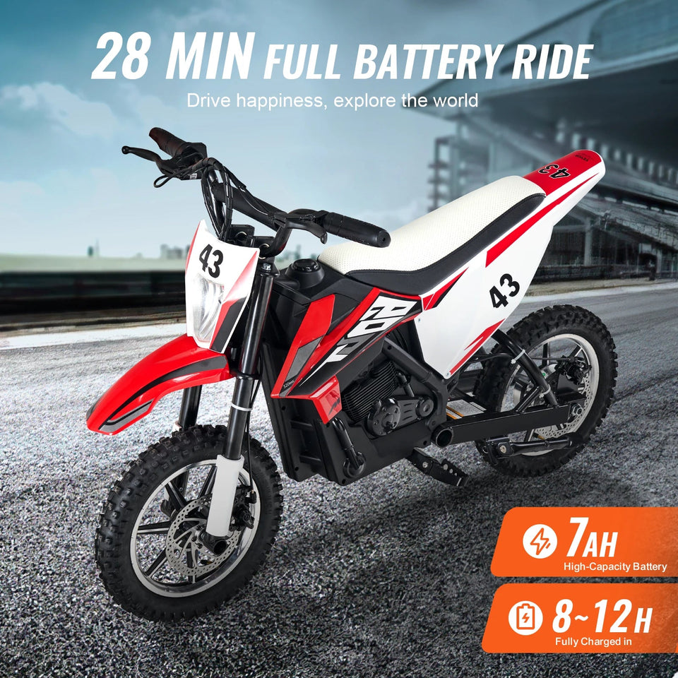 VEVOR 36V Kids Ride On Motorcycle with Speed up to 15.5mph LED Light Battery Gauge Electric Motorcycle Toys for Children Boys AXSSIBLZ