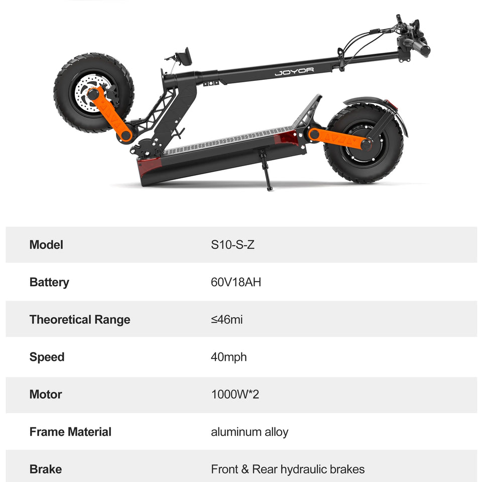 JOYOR S10S-Z Electric Scooter 2*1000W Dual Drive Super Endurance Cruise function Foldable Shock-Absorbing Electric Scooter AXSSIBLZ
