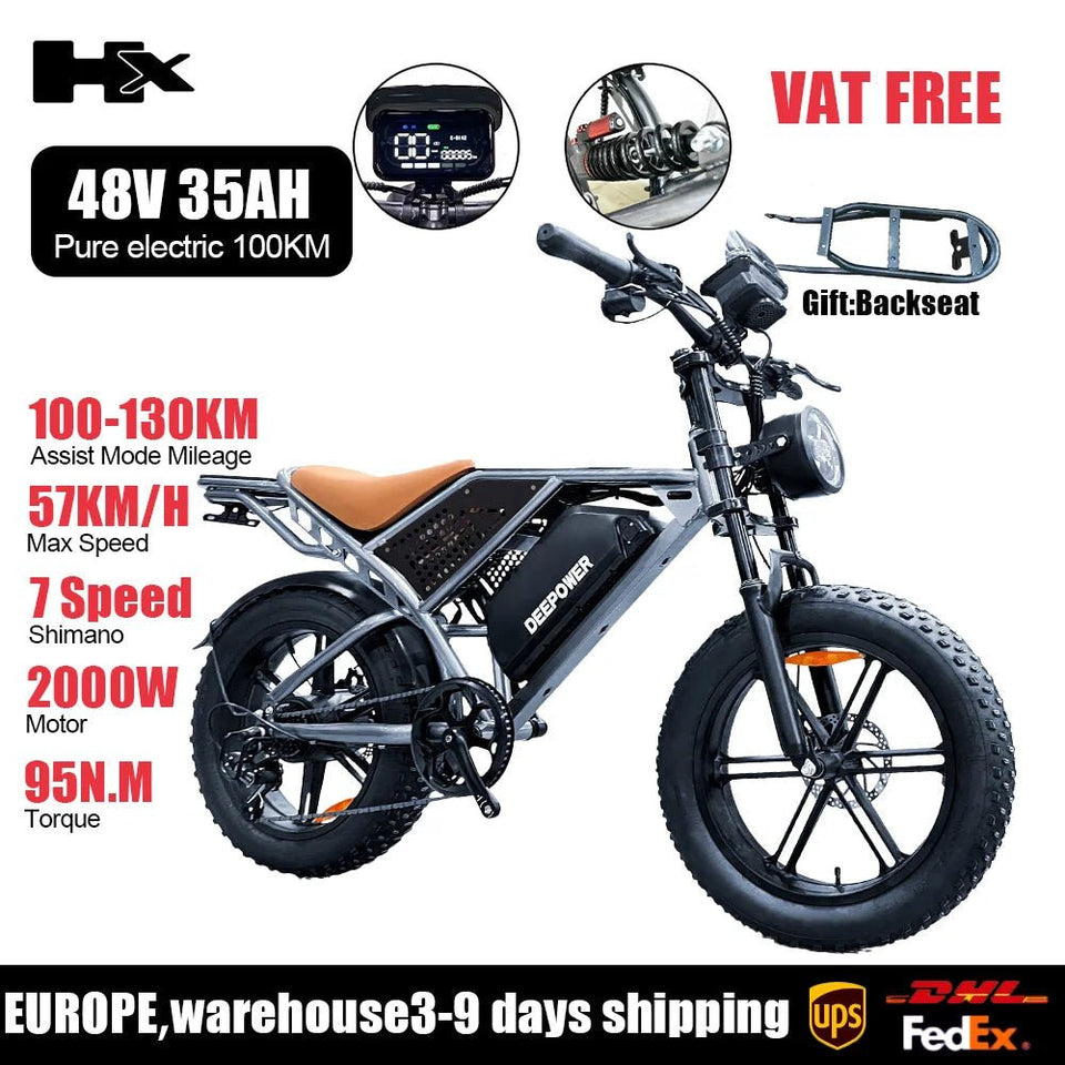 HX Q20PRO Beast 2000W 48V 55AH Electric Fat Tire Mountain Bike for Adults with Powerful Oil Brakes AXSSIBLZ