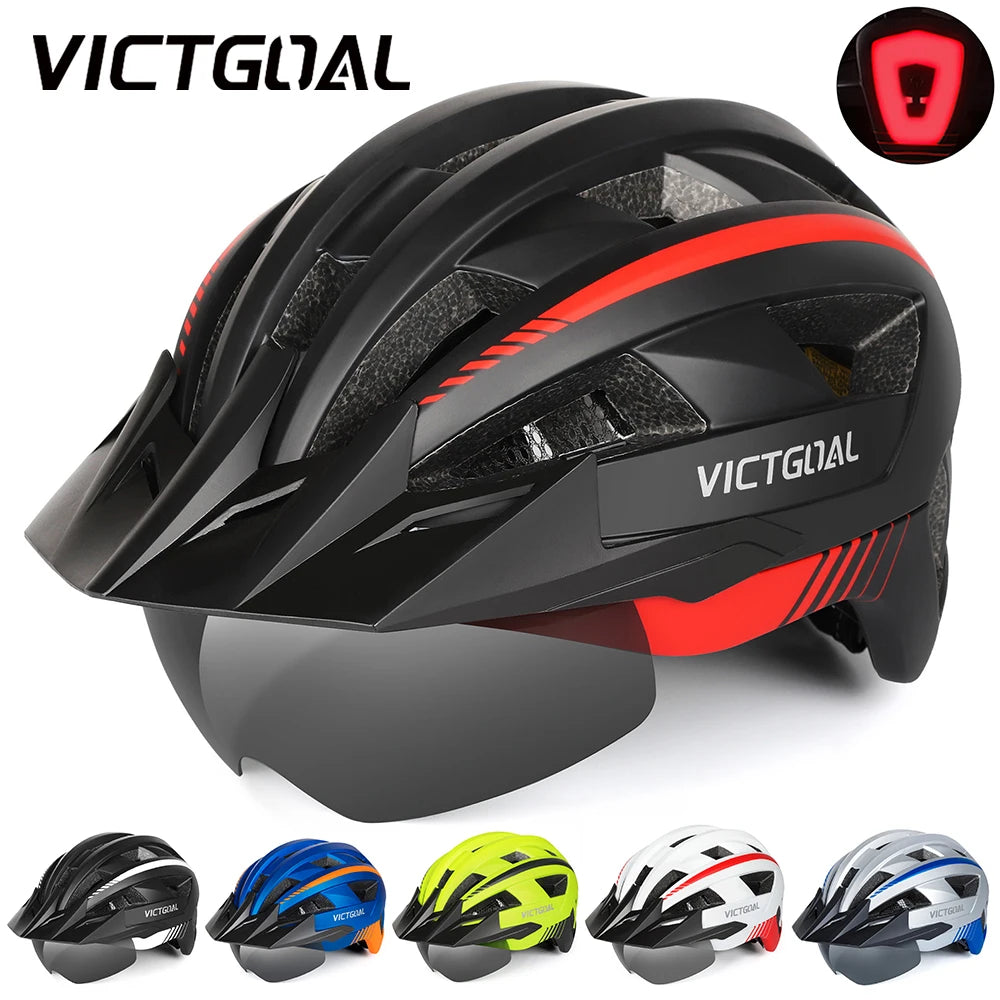 VictoSafe MTB Helmet – Complete Protection with LED, Visor & Goggles for Cyclists AXSSIBLZ