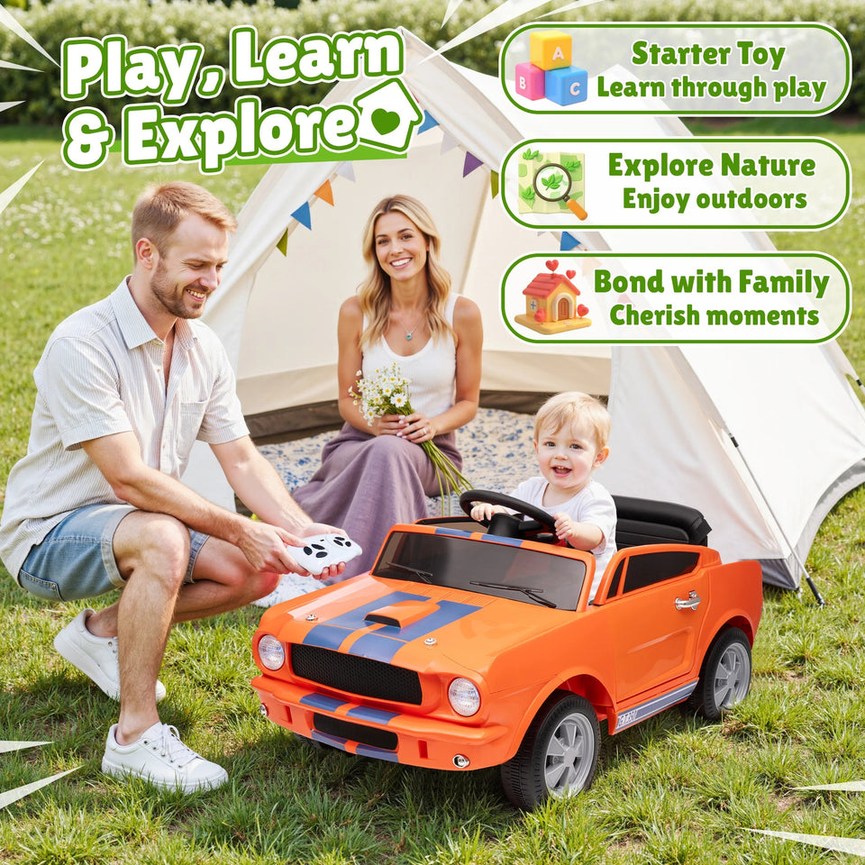 [Official Licensed]Shelby GT350 Kids Electric Car 12V 2WD W/ Parent Remote Control & Safety Belt - All-Terrain Ride-On Toy - Per AXSSIBLZ