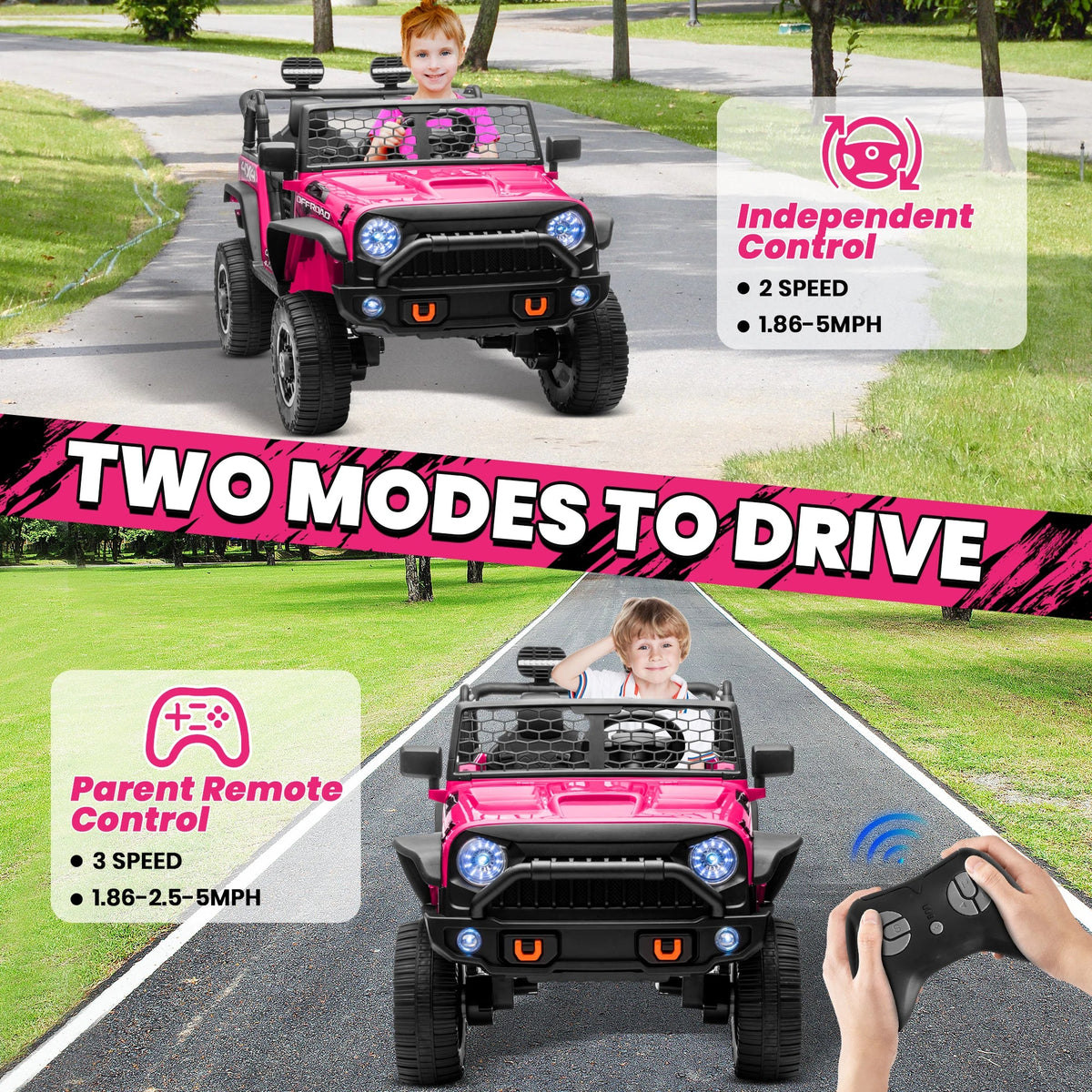 24V Ride on Car Truck with Remote Control & 2 Seater, 4WD/2WD Switchable 400W Powered Ride on Toys with Shovel Spring Suspension AXSSIBLZ