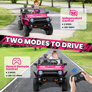 24V Ride on Car Truck with Remote Control & 2 Seater, 4WD/2WD Switchable 400W Powered Ride on Toys with Shovel Spring Suspension AXSSIBLZ